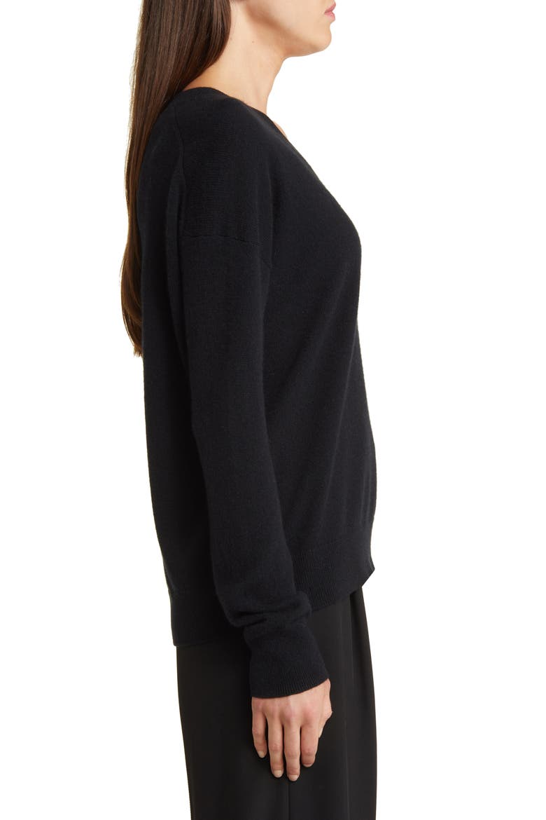 Cashmere V-Neck Sweater, Alternate, color, BLACK ROCK
