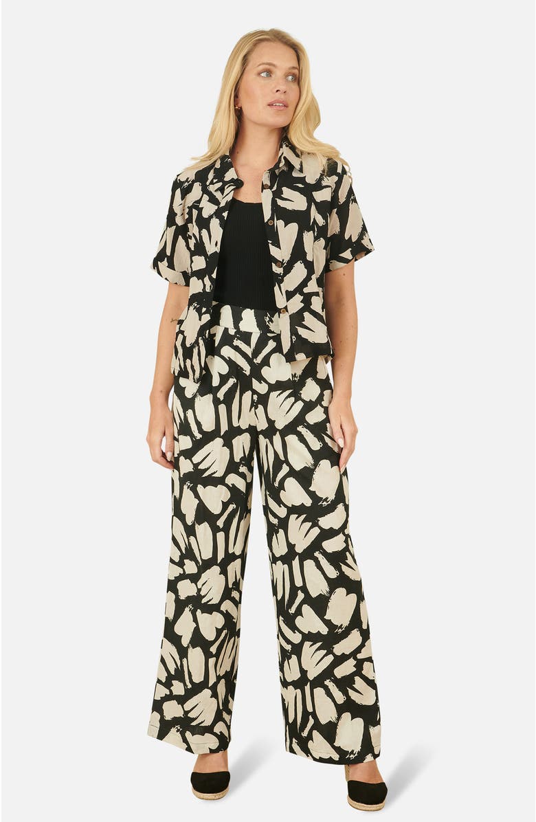 Yumi Short Sleeve Printed Relaxed Fit Shirt, Alternate, color, Black