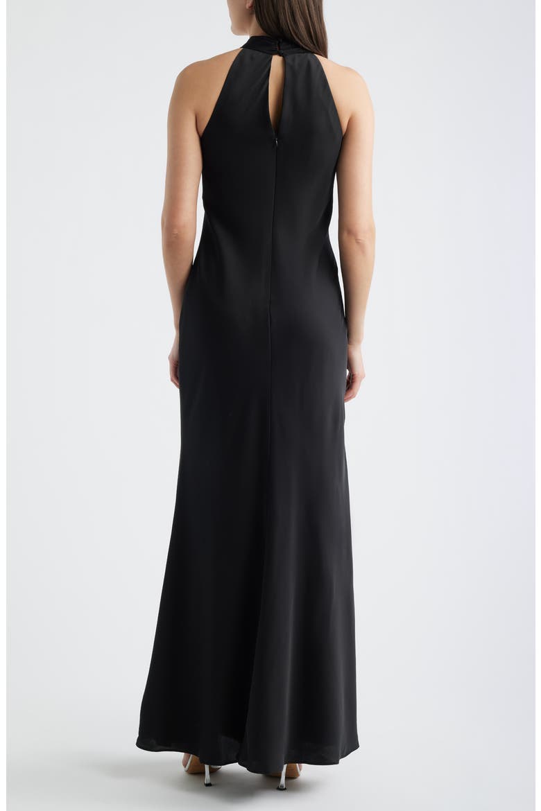 Satin Halter Gown, Alternate, color, BLACK