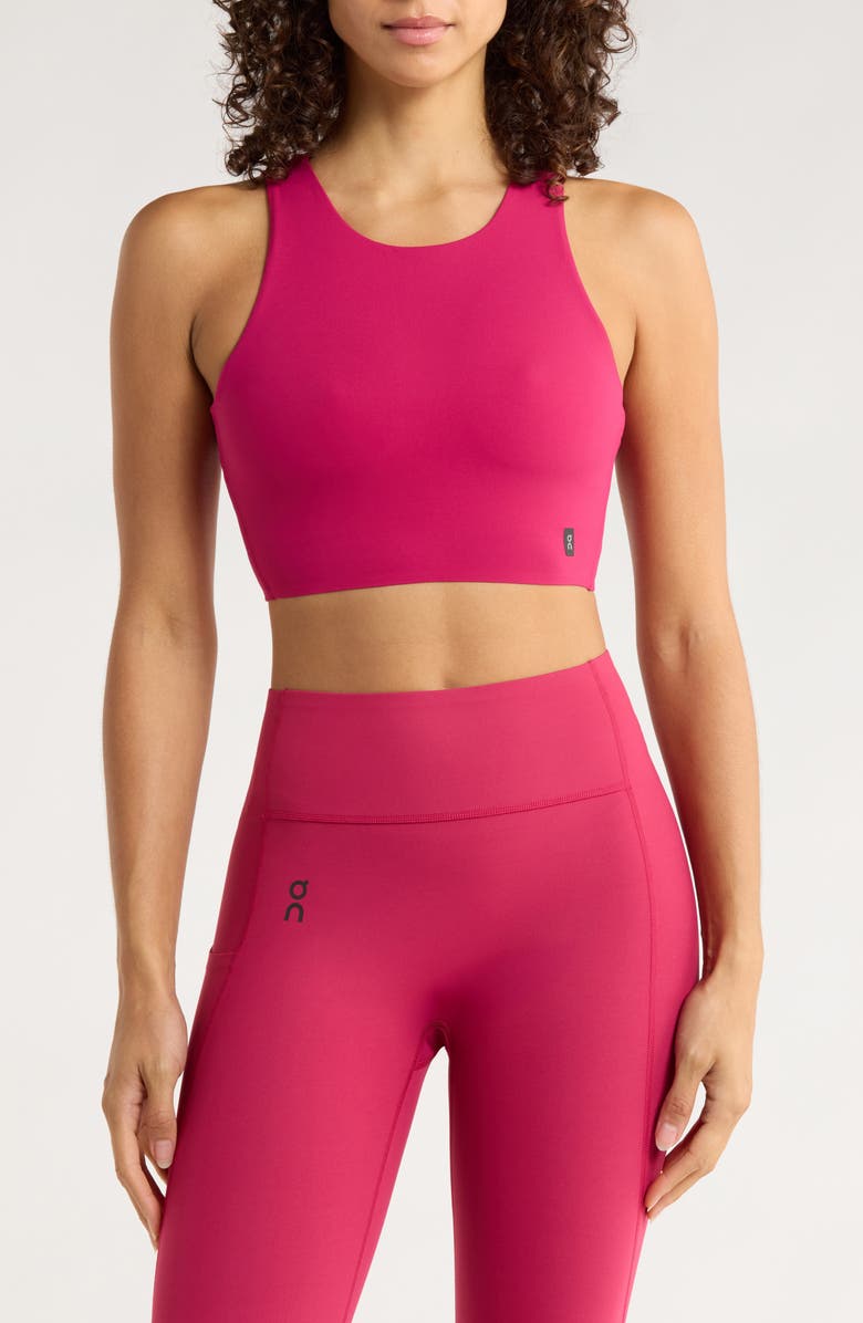 On Core 2-in-1 Crop Sports Bra, Main, color, Grenadine