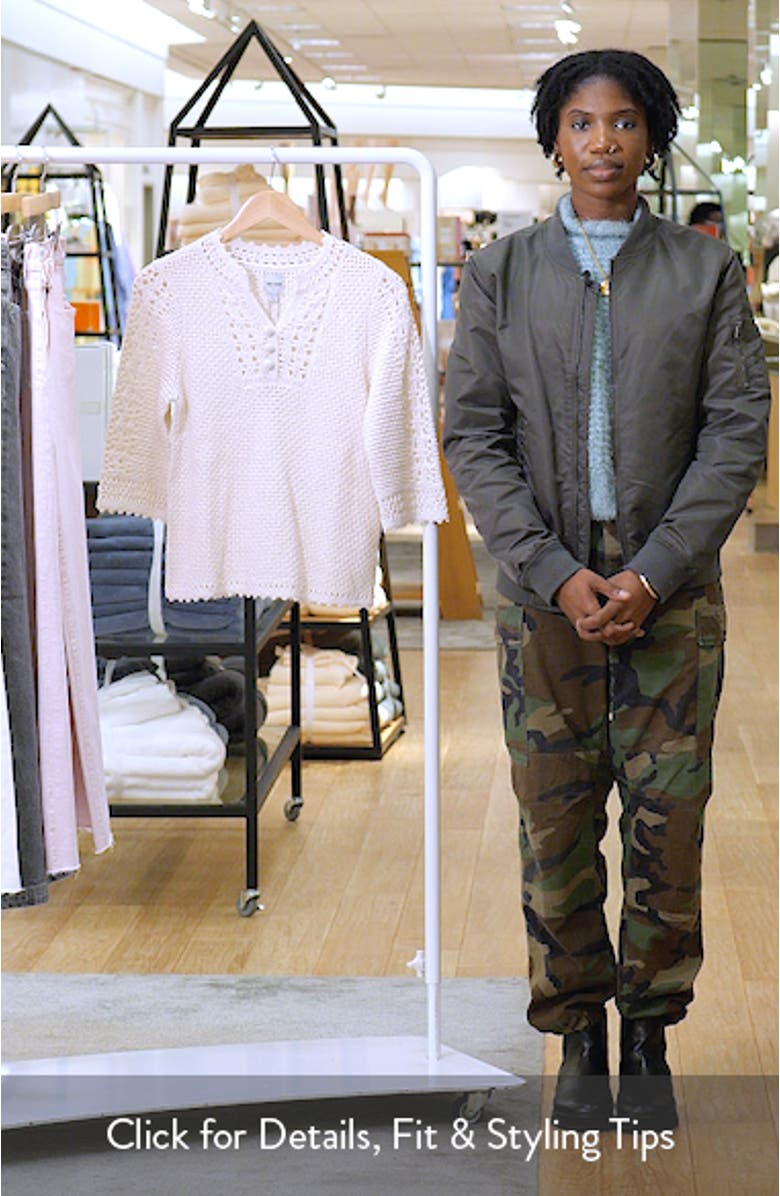 Semisheer Cotton Blend Open Stitch Sweater, sales video thumbnail