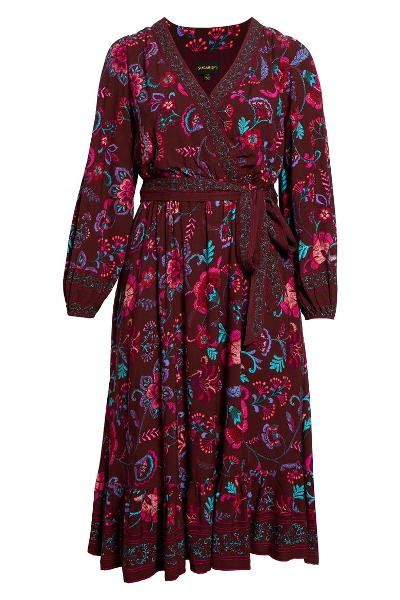 Tory Paisley Mindie Wrap Midi Dress, Main, color, BURGUNDY-MULTI