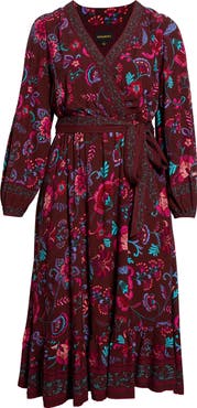 SUGARLIPS Tory Paisley Mindie Wrap Midi Dress