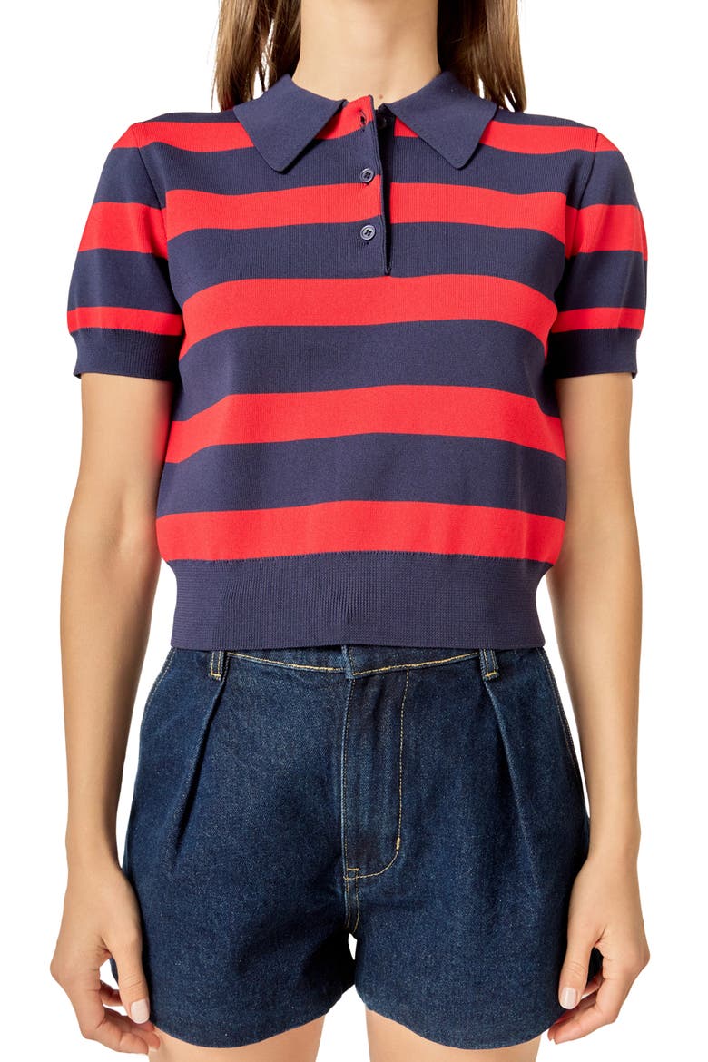Striped Polo, Main, color, NAVY/ RED
