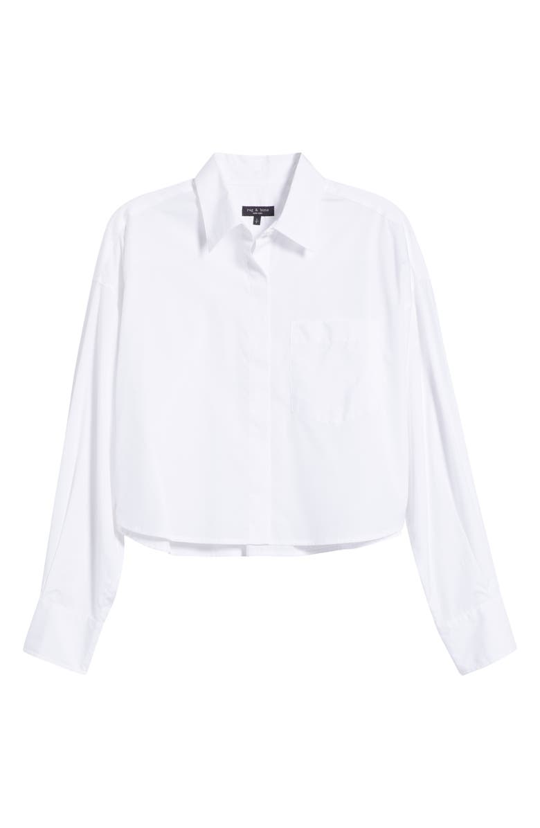 rag & bone Marin Cotton Crop Button-Up Shirt, Alternate, color, White