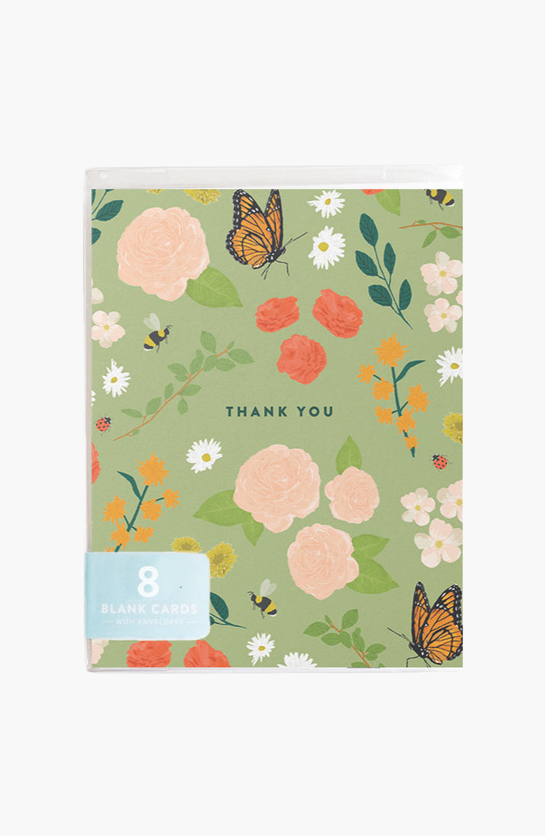 Joy Paper Co. Boxed Set of 8 Floral Greeting Cards, Alternate, color, Green Floral