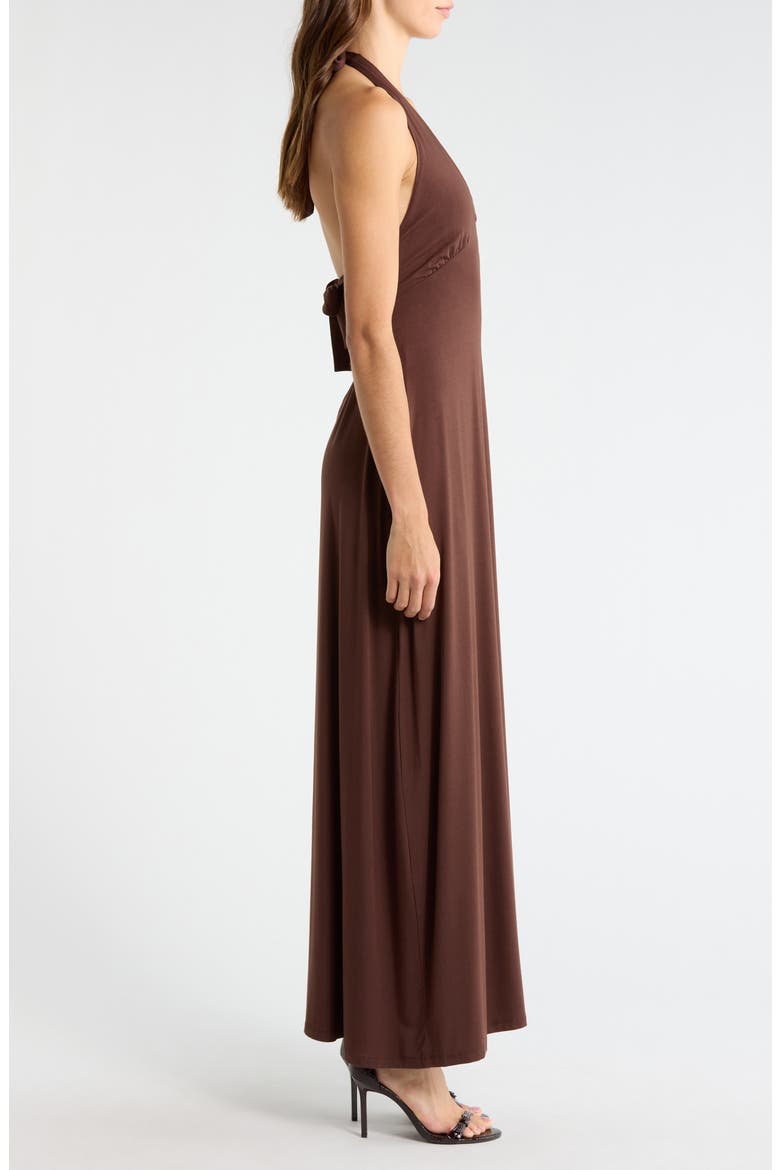 Third Charm Alexa Halter Maxi Dress, Alternate, color, BROWN
