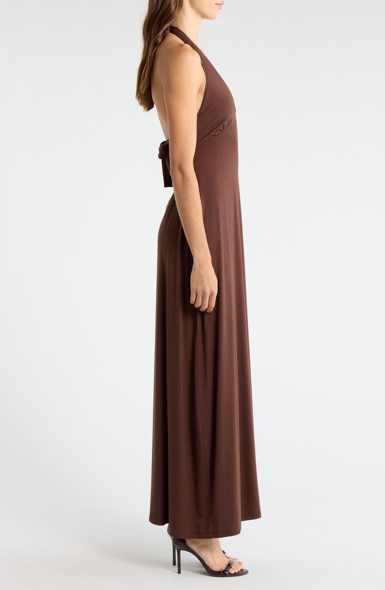 PacSun Third Charm Alexa Halter Maxi Dress, Alternate, color, Brown