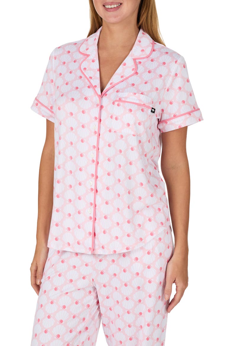 print crop pajamas, Alternate, color, PINK/ WHITE
