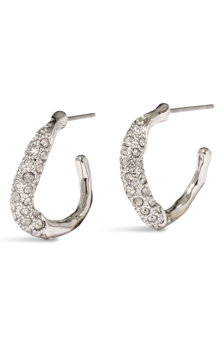 Alexis Bittar Solanales Crystal Twist Mini Hoop Earrings, Main, color, Crystals/Silver
