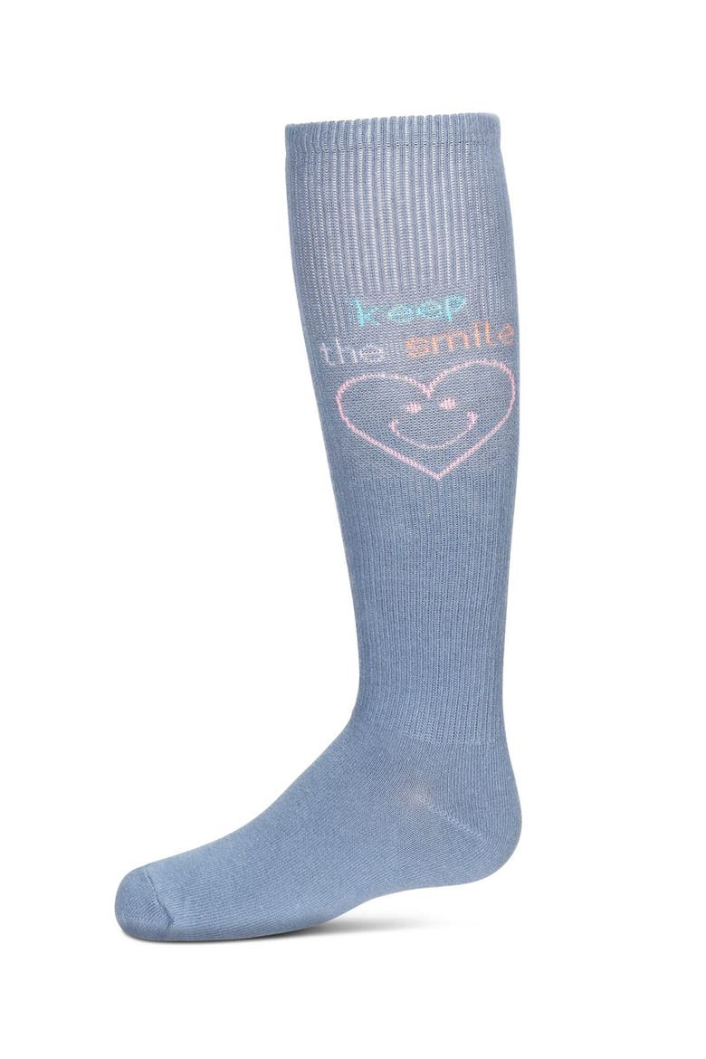 Keep The Smile Knee High Socks, Main, color, Blue