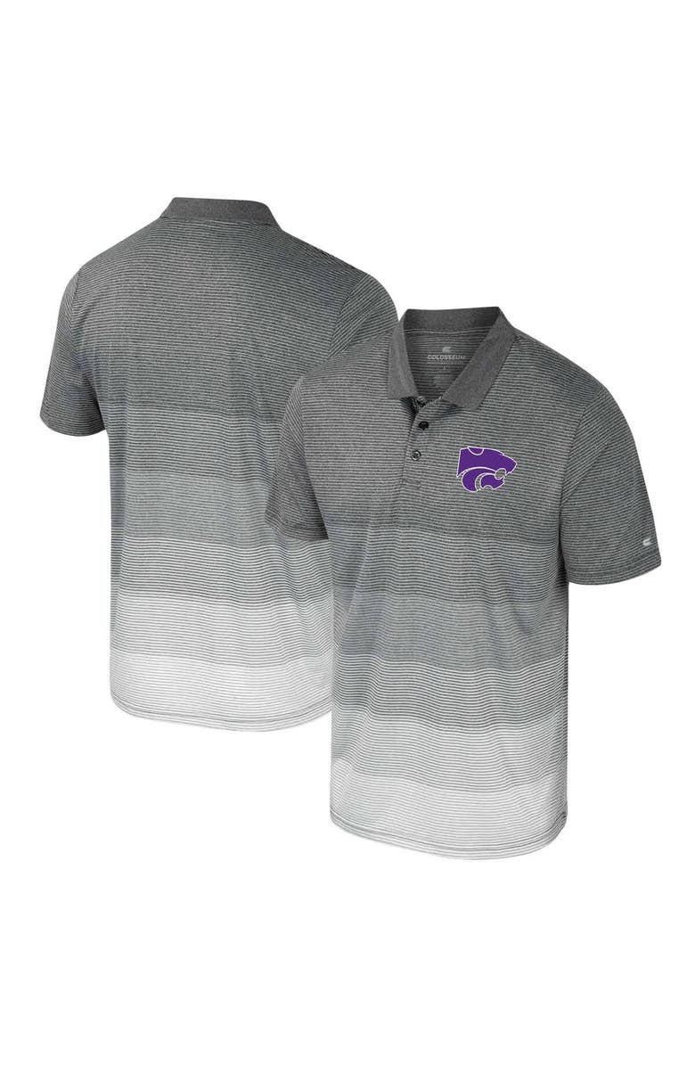 COLOSSEUM Men's Colosseum Gray Kansas State Wildcats Striped Mesh Polo, Main, color, Gray