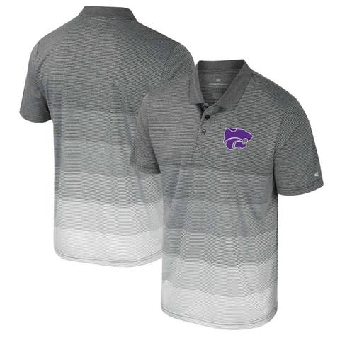 Men's Colosseum Gray Kansas State Wildcats Striped Mesh Polo
