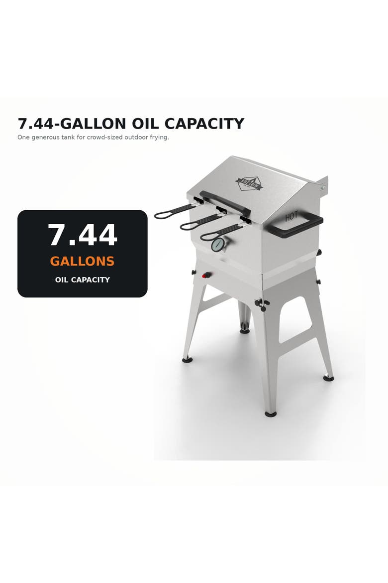 Outdoor Deep Fryer, 3 Baskets 57,000 BTU Outdoor Fryer, 7.44-Gal Oil Capacity, Alternate, color, Stainless Steel