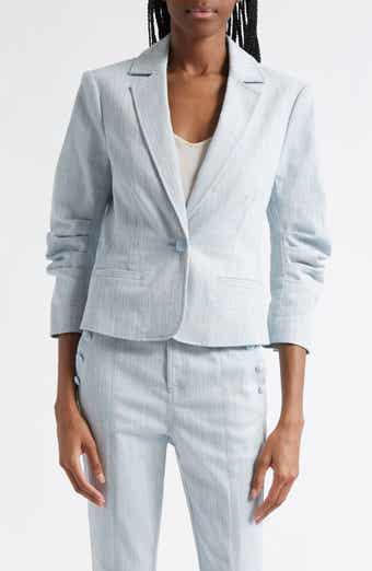 Cinq à Sept Khloe Ruched Sleeve Mélange Blazer