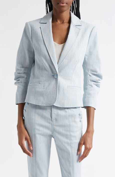 Cinq à Sept Khloe Ruched Sleeve Mélange Blazer