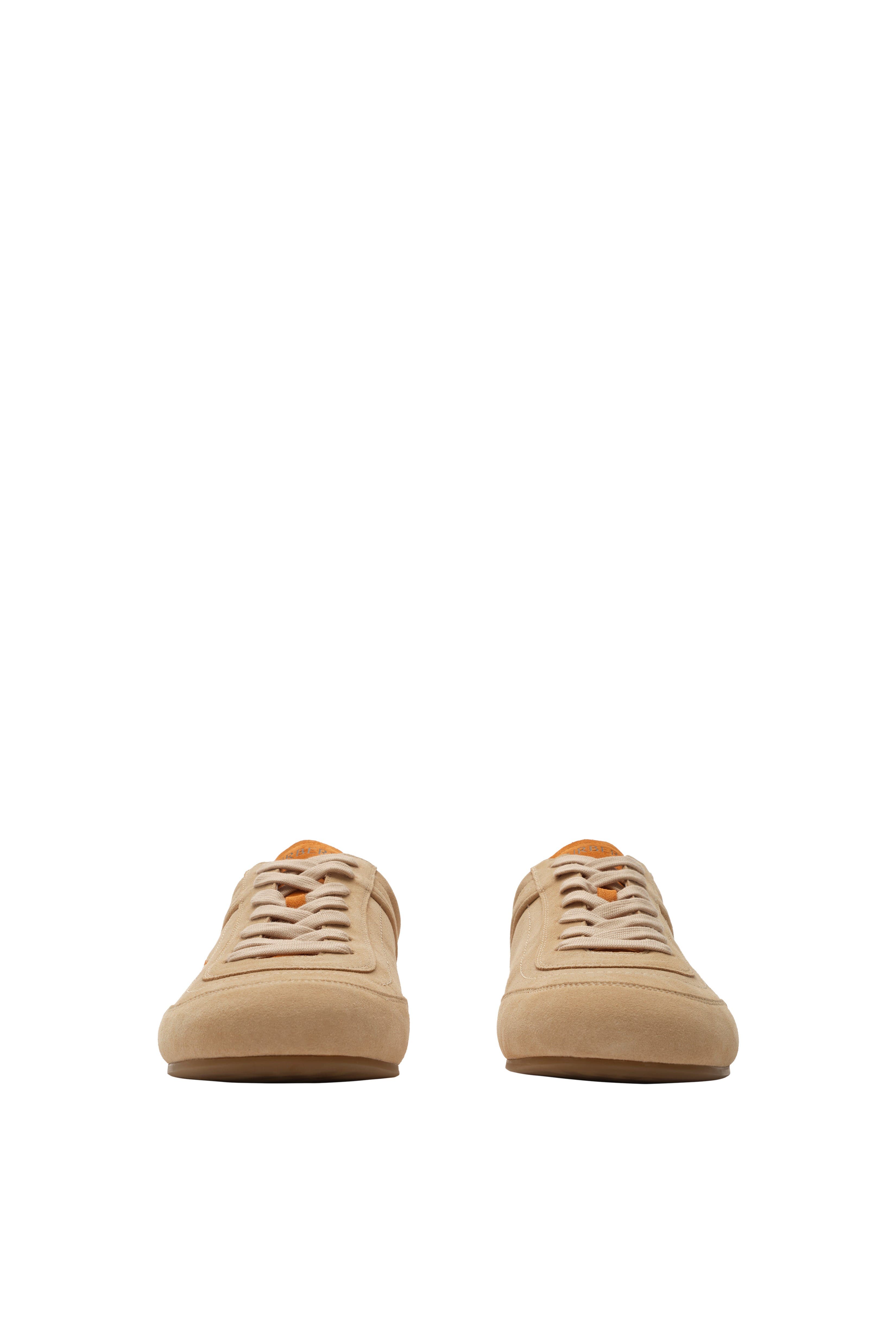 Burberry Suede Knight Runner Sneakers, Alternate, color, Flax/Pumpkin Orange