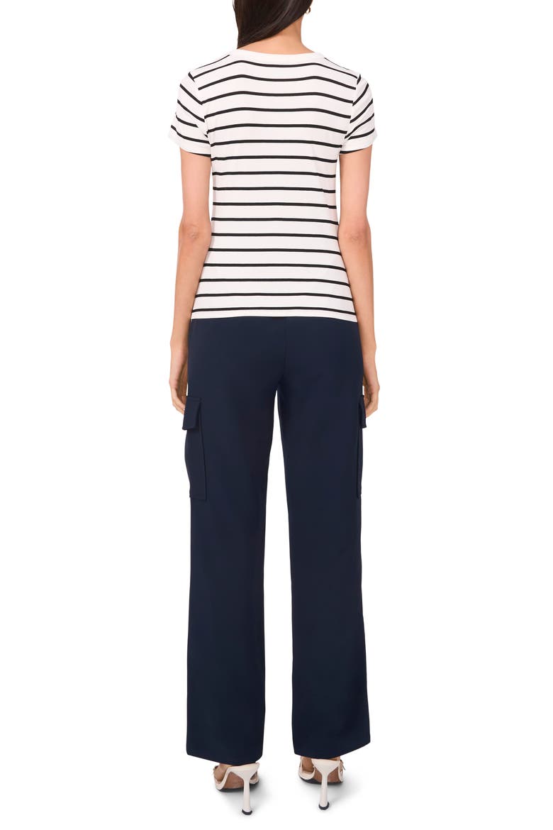 Rib Knit Jersey T-Shirt, Alternate, color, NEW IVORY STRIPE