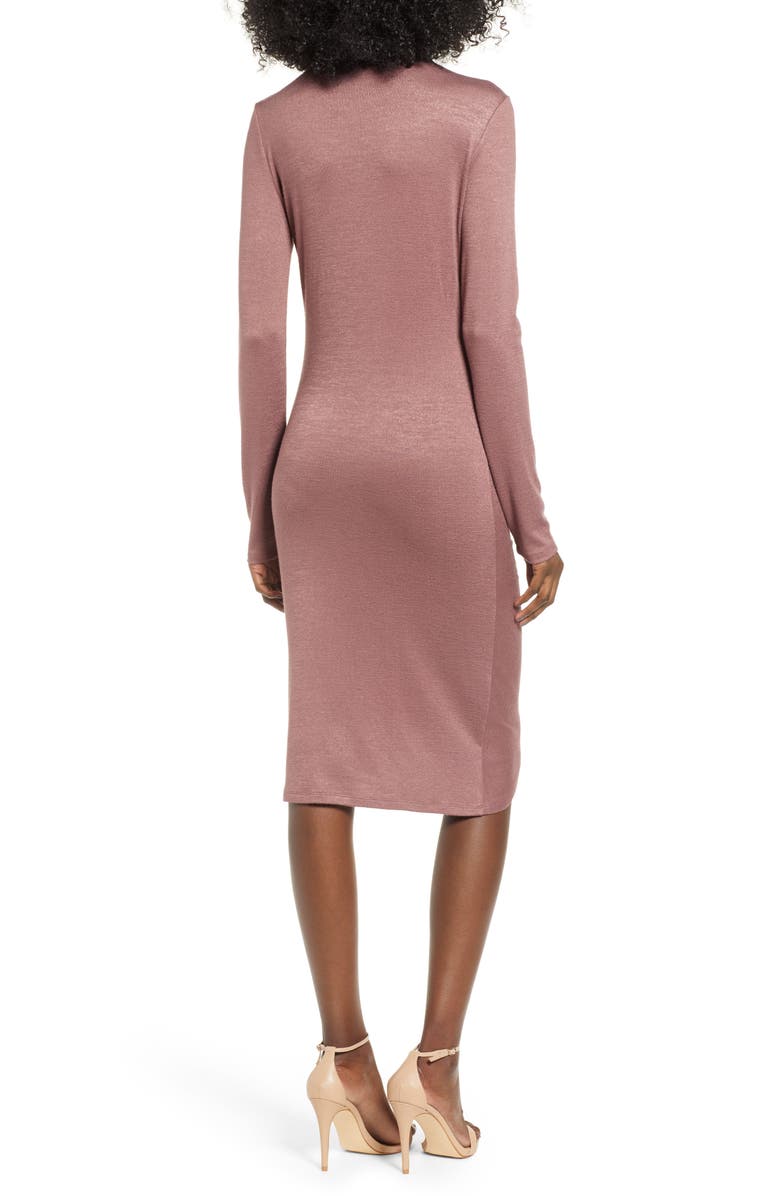 Leith Ruched Front Dress, Alternate, color, Purple Taupe