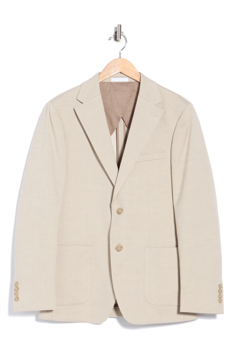 Notch Lapel Two-Button Sport Coat, Main, color, BEIGE
