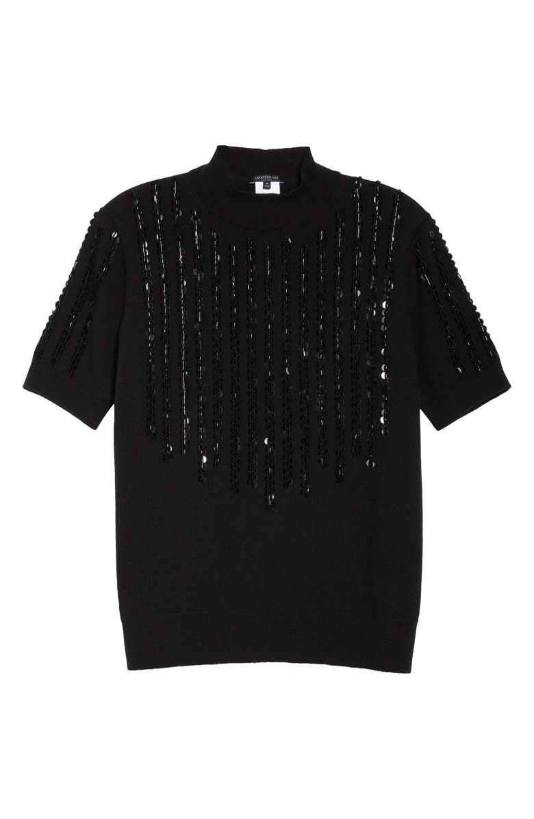 Lafayette 148 New York Sequin Stripe Cashmere Sweater, Alternate, color, 