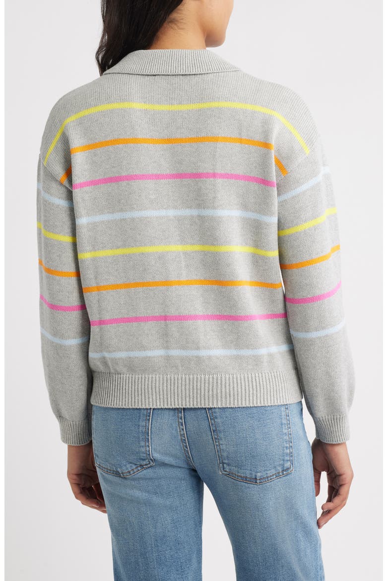 Stripe Johnny Collar Sweater, Alternate, color, GREY