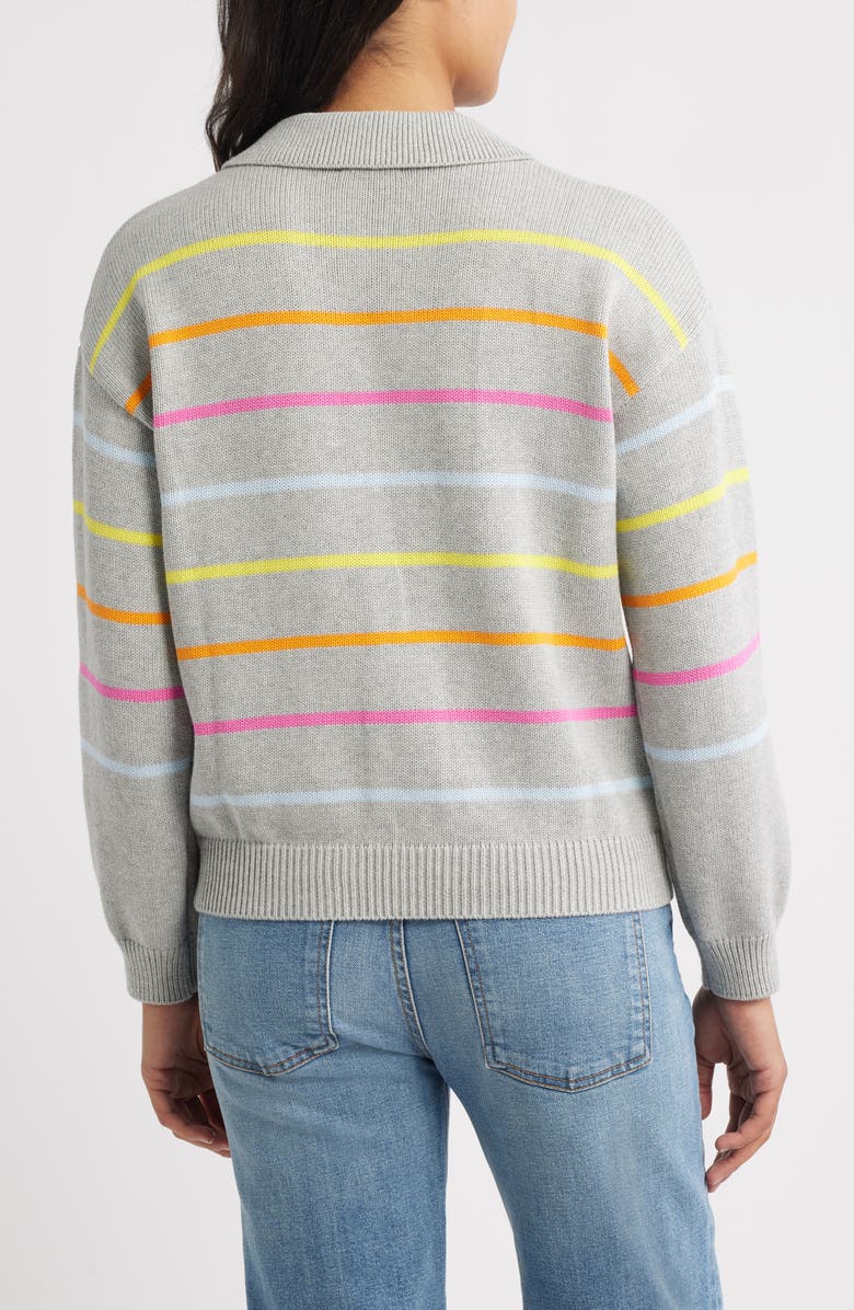 Hatley Stripe Johnny Collar Sweater, Alternate, color, Grey