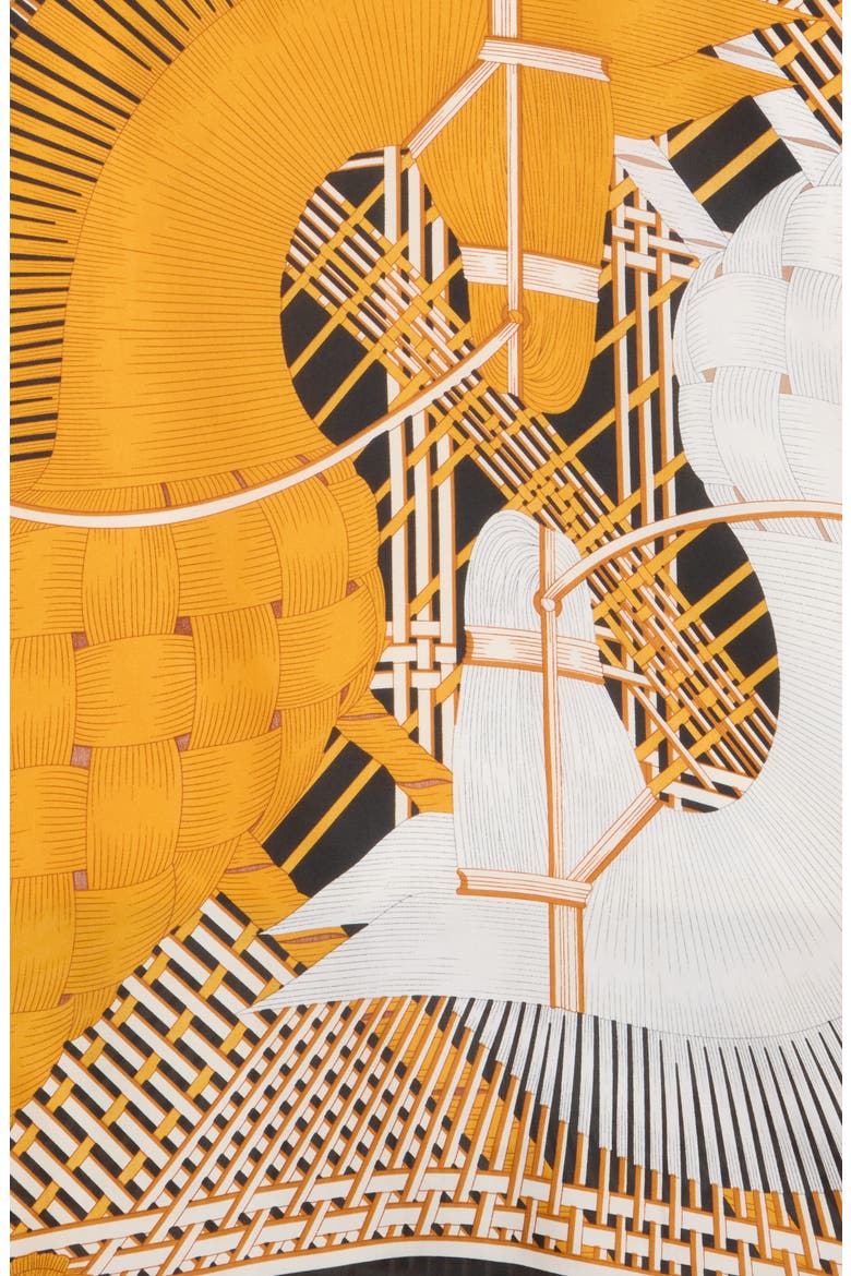 Abstract Print Scarf, Alternate, color, BROWN