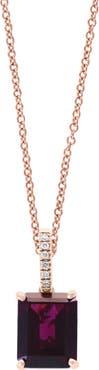 EFFY 14K Rose Gold Diamond & Rhodolite Garnet Pendant Necklace