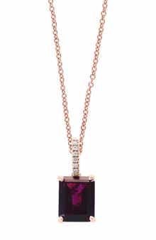 EFFY 14K Rose Gold Diamond & Rhodolite Garnet Pendant Necklace