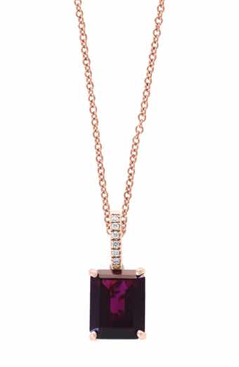 EFFY 14K Rose Gold Diamond & Rhodolite Garnet Pendant Necklace
