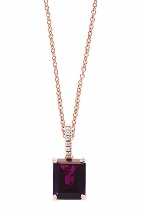 EFFY 14K Rose Gold Diamond & Rhodolite Garnet Pendant Necklace