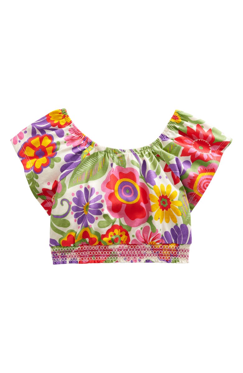 Mini Boden Kids' Floral Patterned Jersey Crop Top, Alternate, color, 