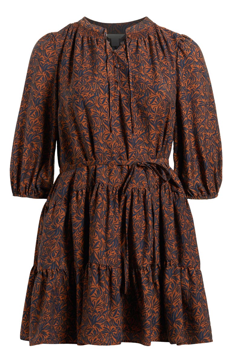 Caslon<sup>®</sup> Tie Neck Tiered Dress, Alternate, color, Rust Bisque Cecilia Bloom