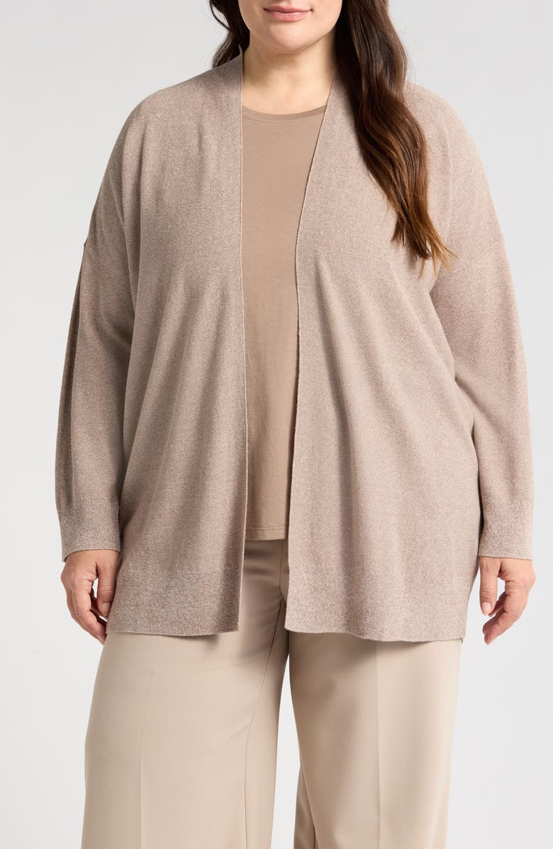 Eileen Fisher Organic Linen & Cotton Cardigan, Main, color, Cocoa