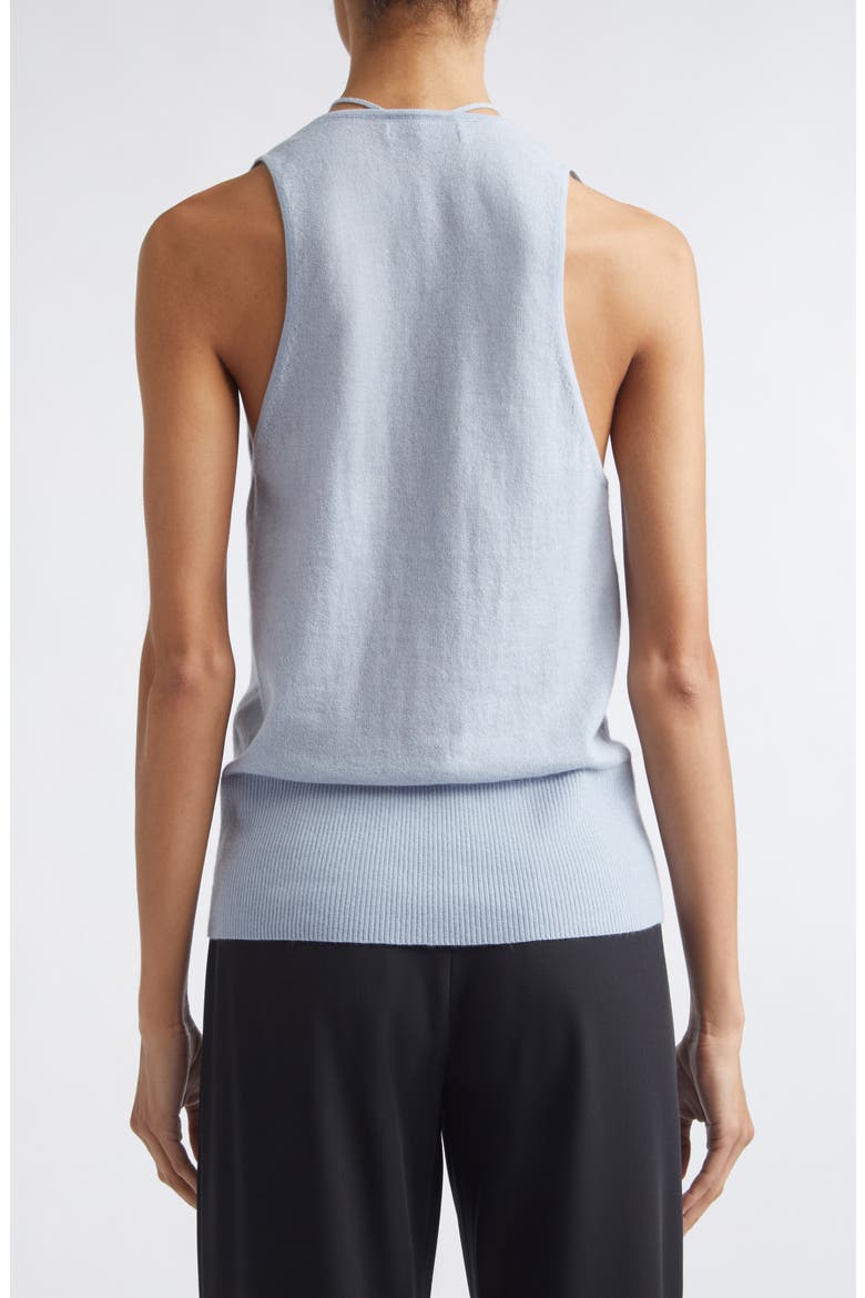 Plunge Neck Merino Wool Knit Tie Top, Alternate, color, LIGHT STEEL