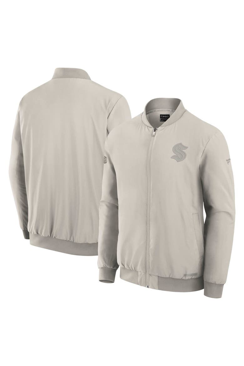 Men's Fanatics Cream Seattle Kraken Authentic Pro Road Full-Zip Bomber Jacket, Main, color, Cream