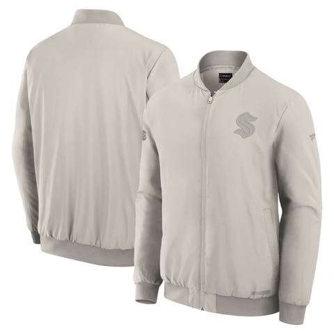 Men
s Fanatics Cream Seattle Kraken Authentic Pro Road Full-Zip Bomber Jacket