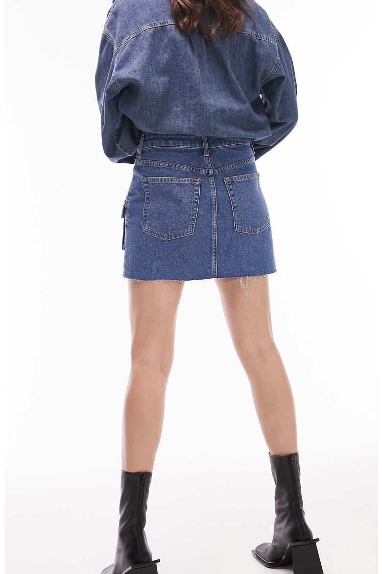 Cargo Denim Miniskirt, Alternate, color, MEDIUM BLUE