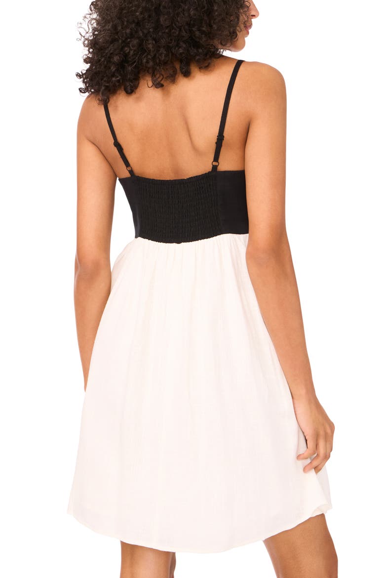 Colorblock Babydoll Dress, Alternate, color, NEW IVORY