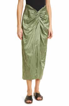 Vince Metallic Twist Front Cotton Blend Skirt