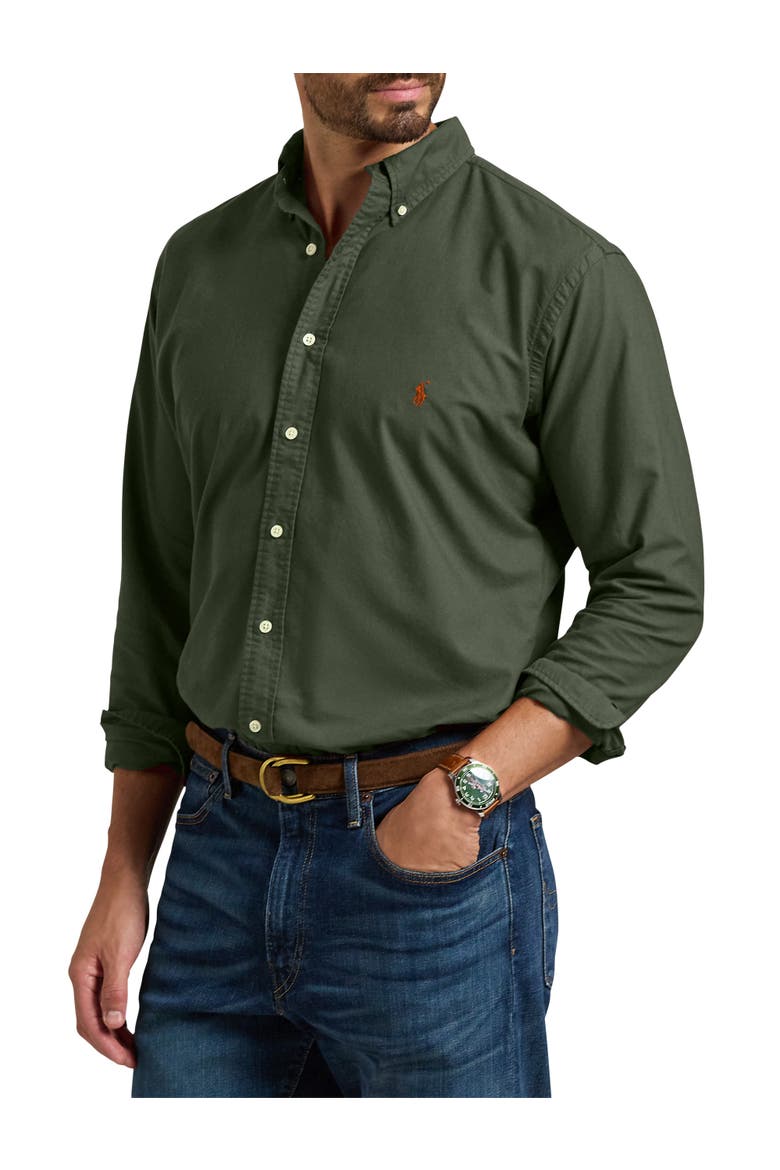 Garment-Dyed Oxford Sport Shirt, Main, color, ESTATE OLIVE