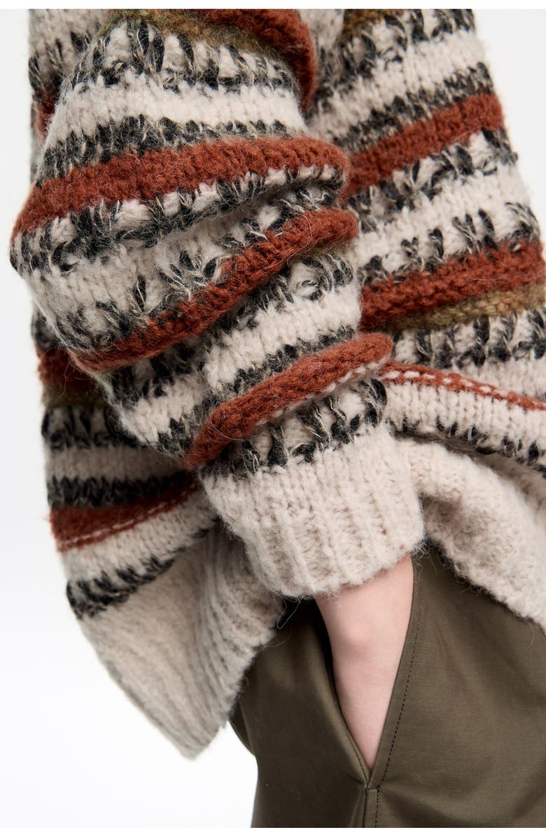 Bimba y Lola Oversize Multistripe Sweater, Alternate, color, Sand