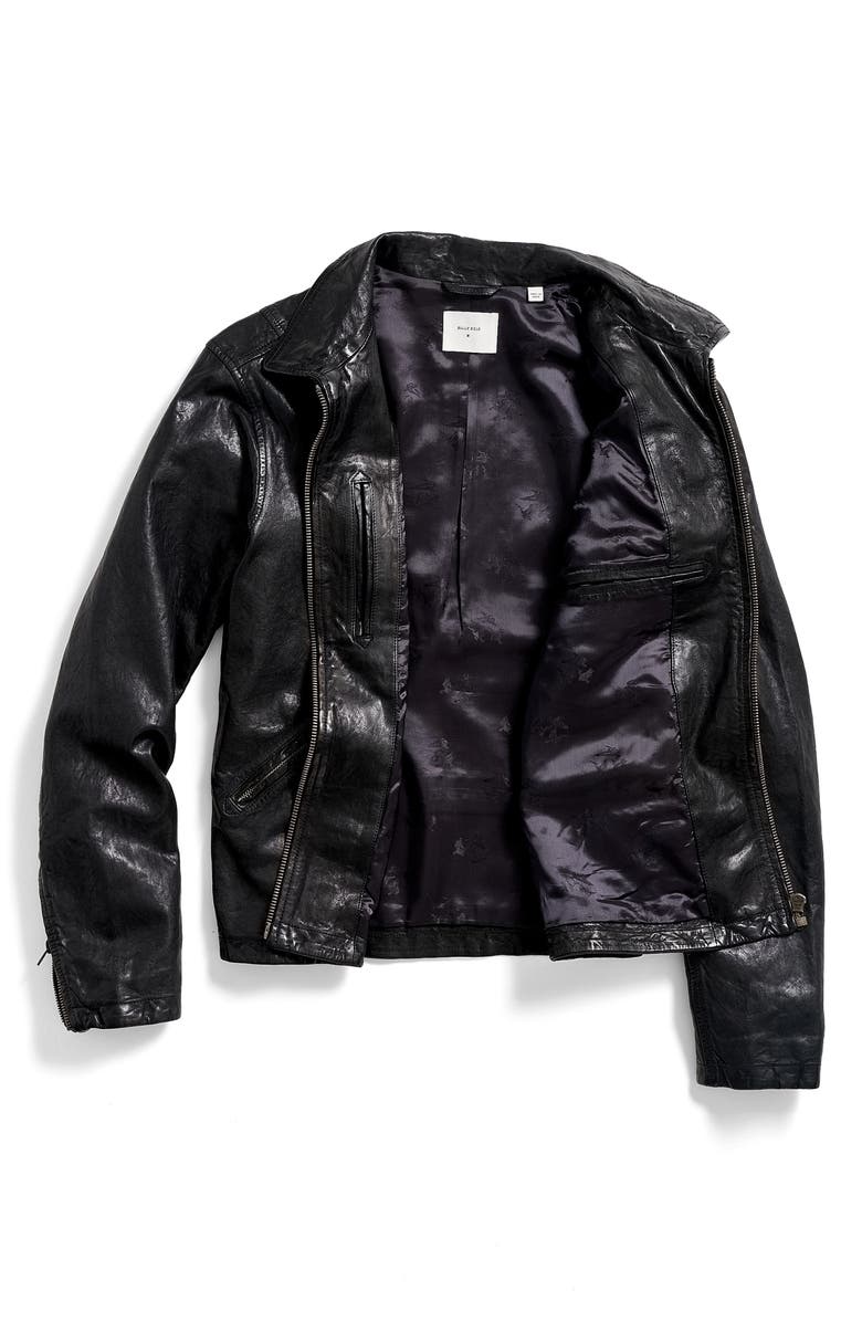 Billy Reid Blake Tumbled Lambskin Leather Jacket, Alternate, color, Black