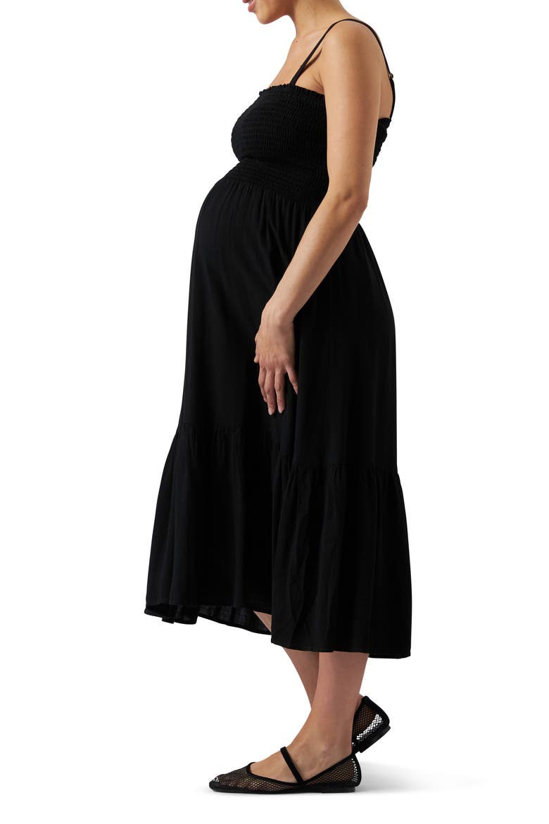 Blair Shirred Dress, Alternate, color, BLACK