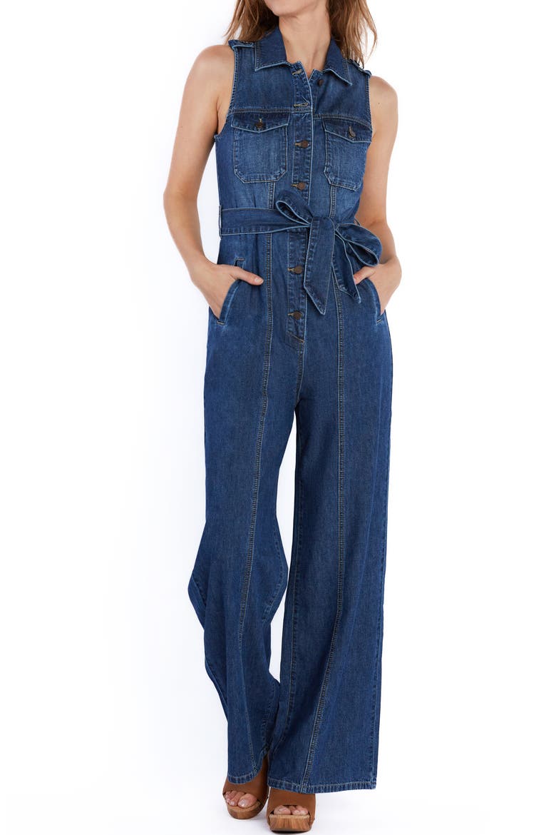 Camp Tie Belt Denim Jumpsuit, Alternate, color, CAMP BLUE