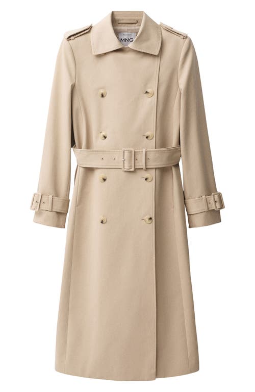 Mango Belted Double Breasted Trench Coat In Beige