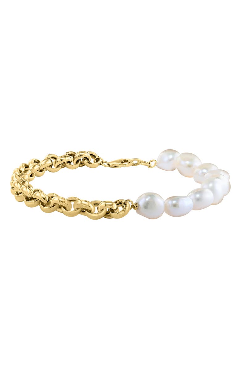 EFFY 14K Yellow Gold 7mm Freshwater Pearl Bracelet, Alternate, color, 