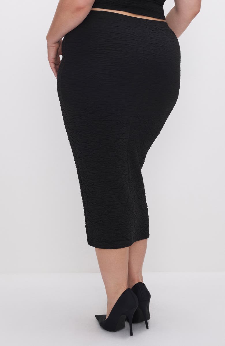 Good American Textured Midi Skirt, Alternate, color, Black001