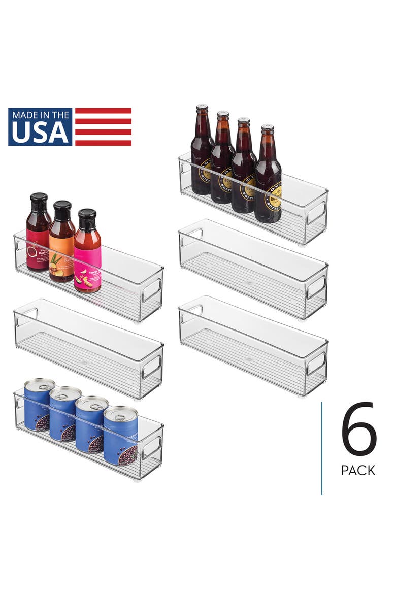 Stackable Fridge Bin with Handles - Kitchen Bin for Pantry or Cabinets, Set of 6, Clear, Alternate, color, Clear